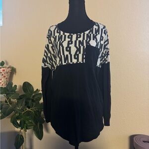 PINK Victoria's Secret Black and White Long Sleeve Tee